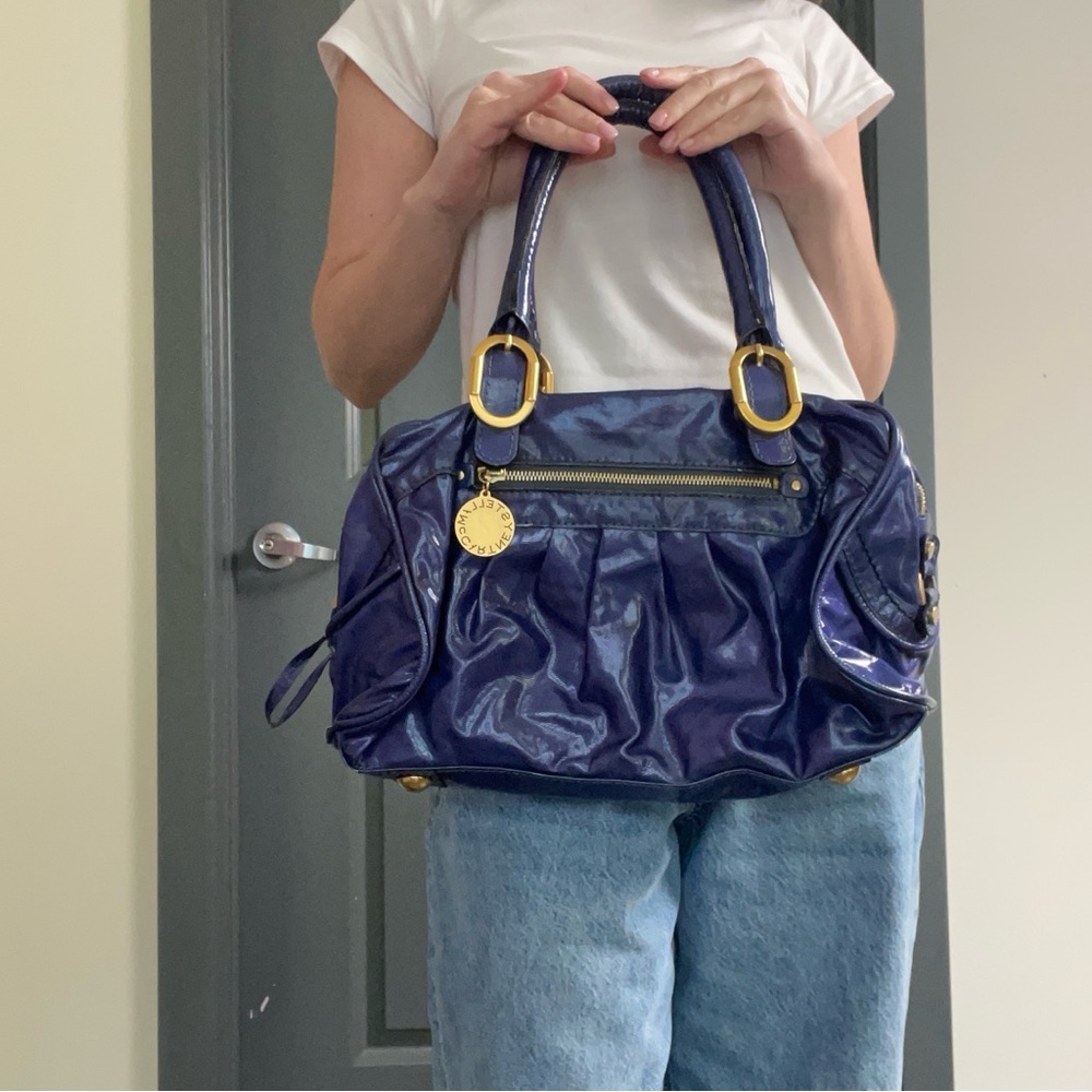 Stella McCartney Blue Satchel Bag w Matching Pouch